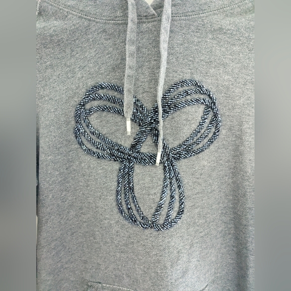 Aritzia TNA Gray Hoodie Beaded Blue Logo Size S - Picture 1 of 6